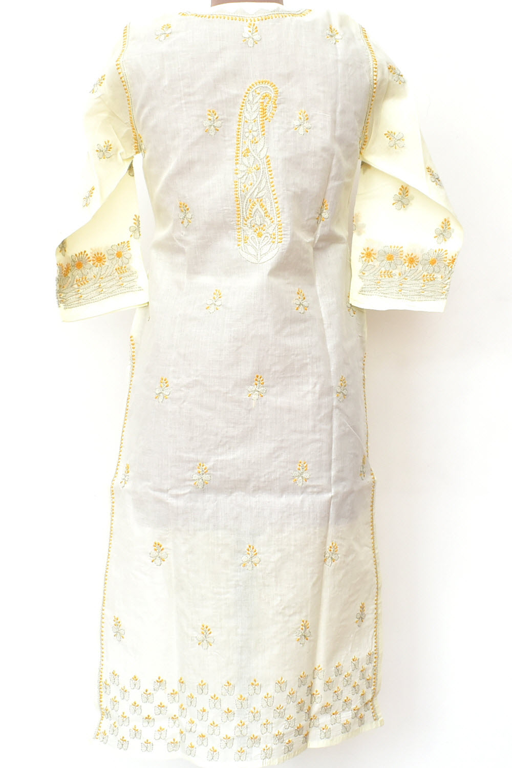 S 38 Yellow Chikankari Stitched Kurti 18332