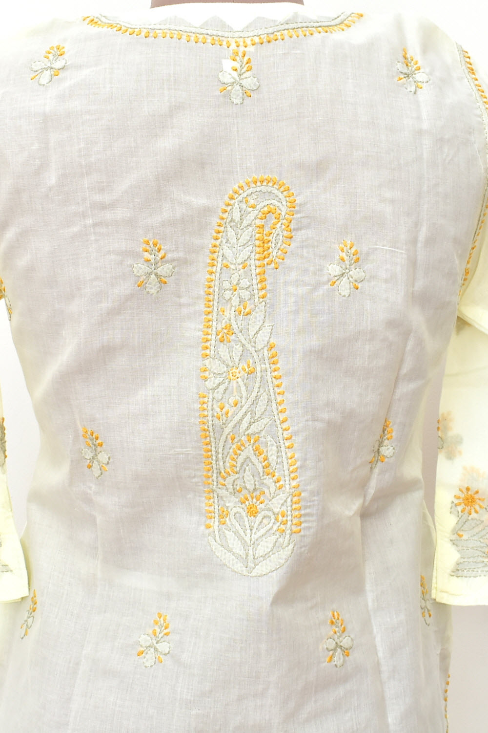 S 38 Yellow Chikankari Stitched Kurti 18332