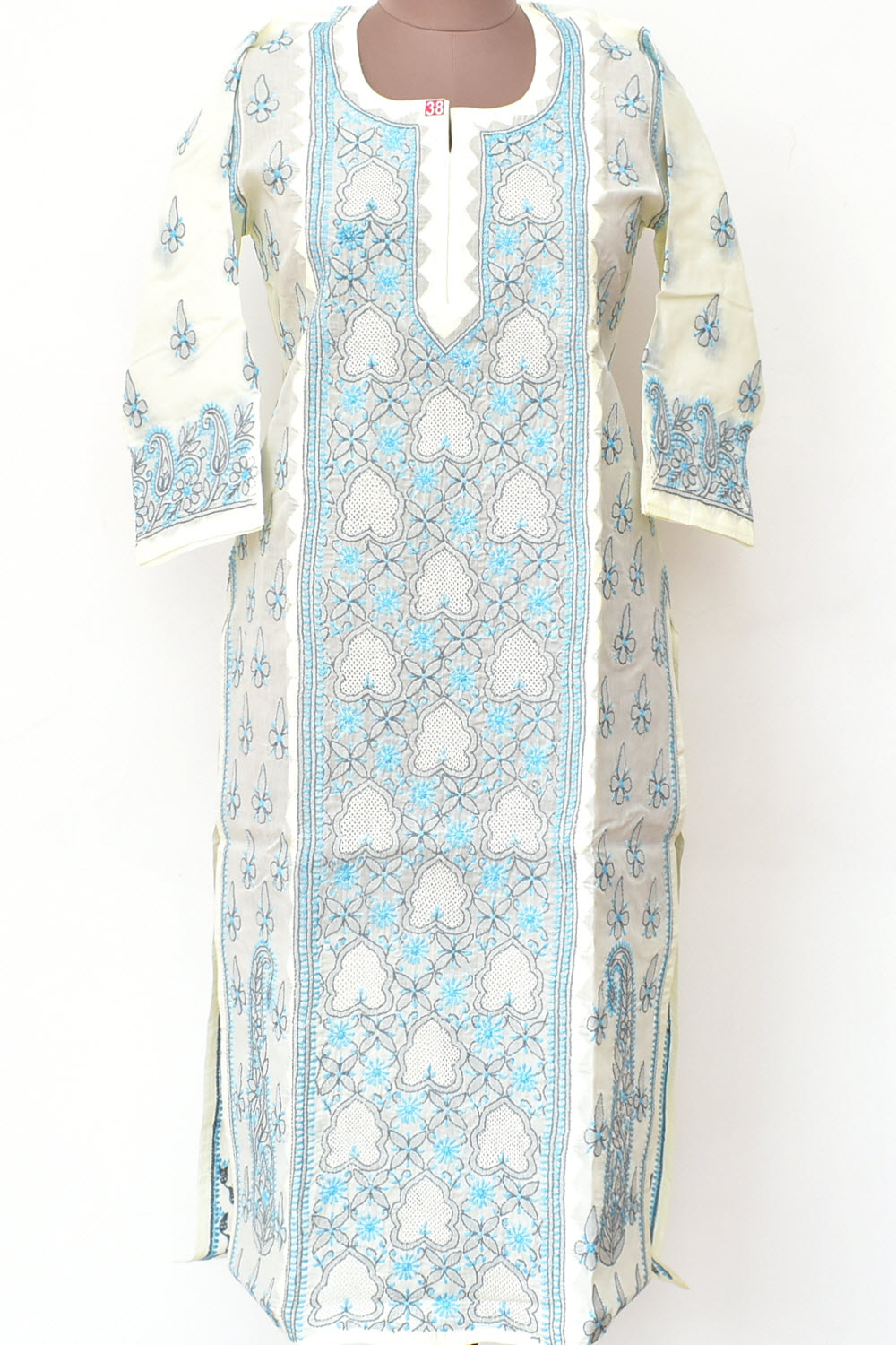 S 38 Pherozi Blue Chikankari Stitched Kurti 18333