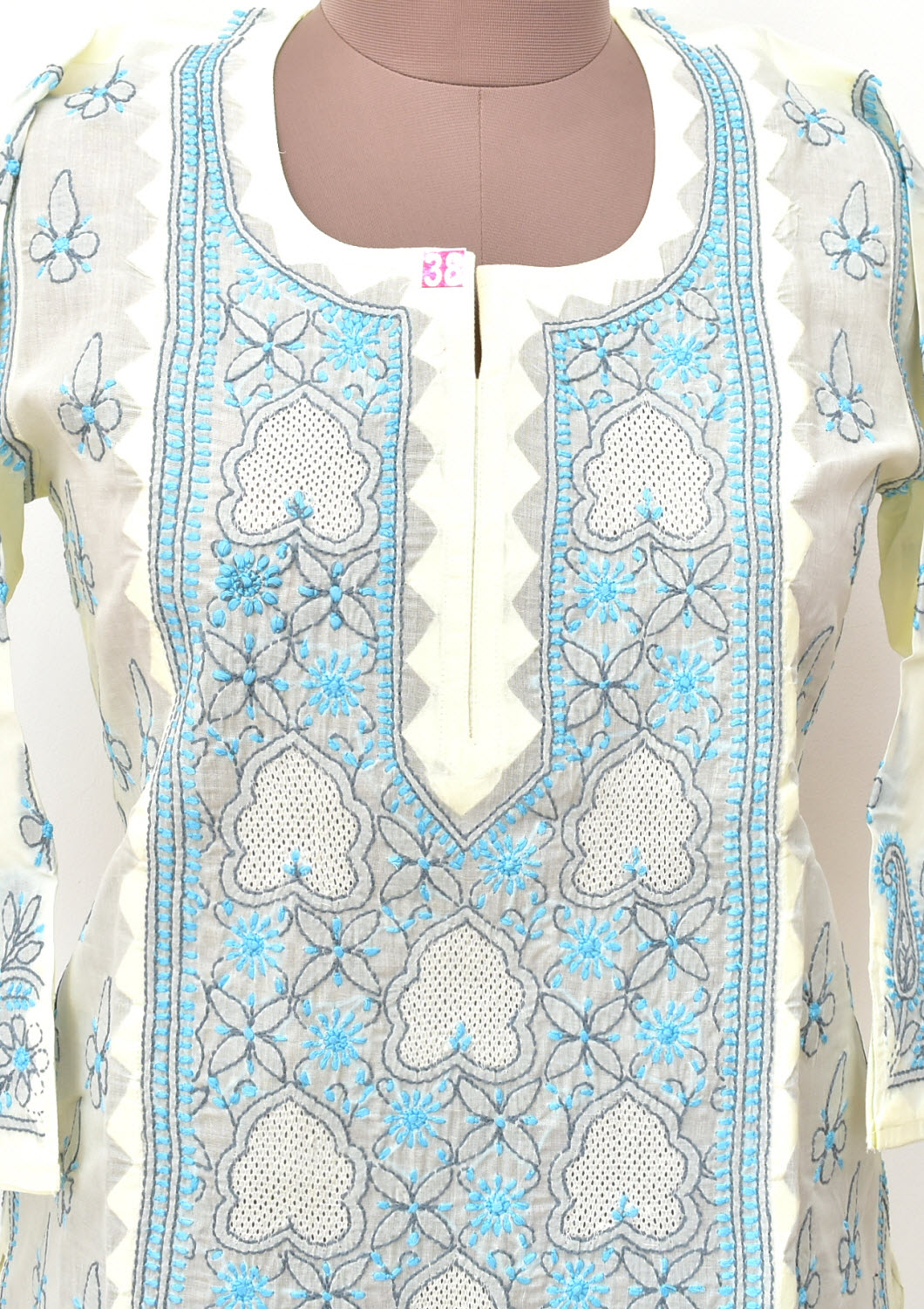 S 38 Pherozi Blue Chikankari Stitched Kurti 18333