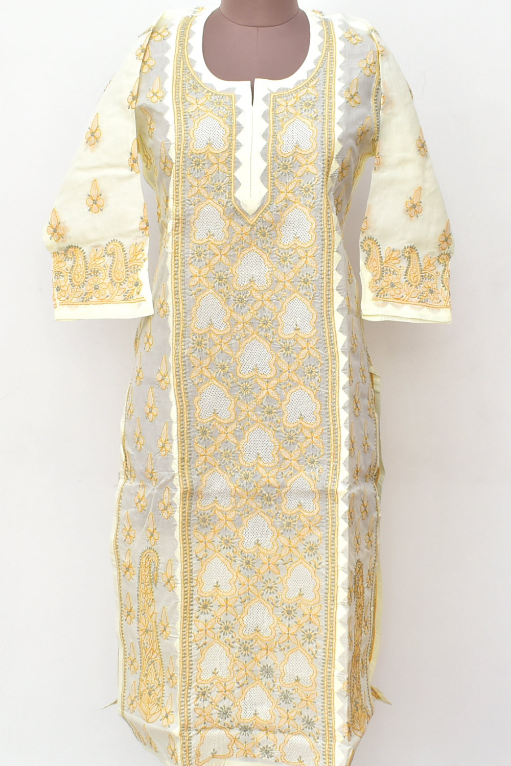 M 40 Yellow Chikankari Stitched Kurti 18334