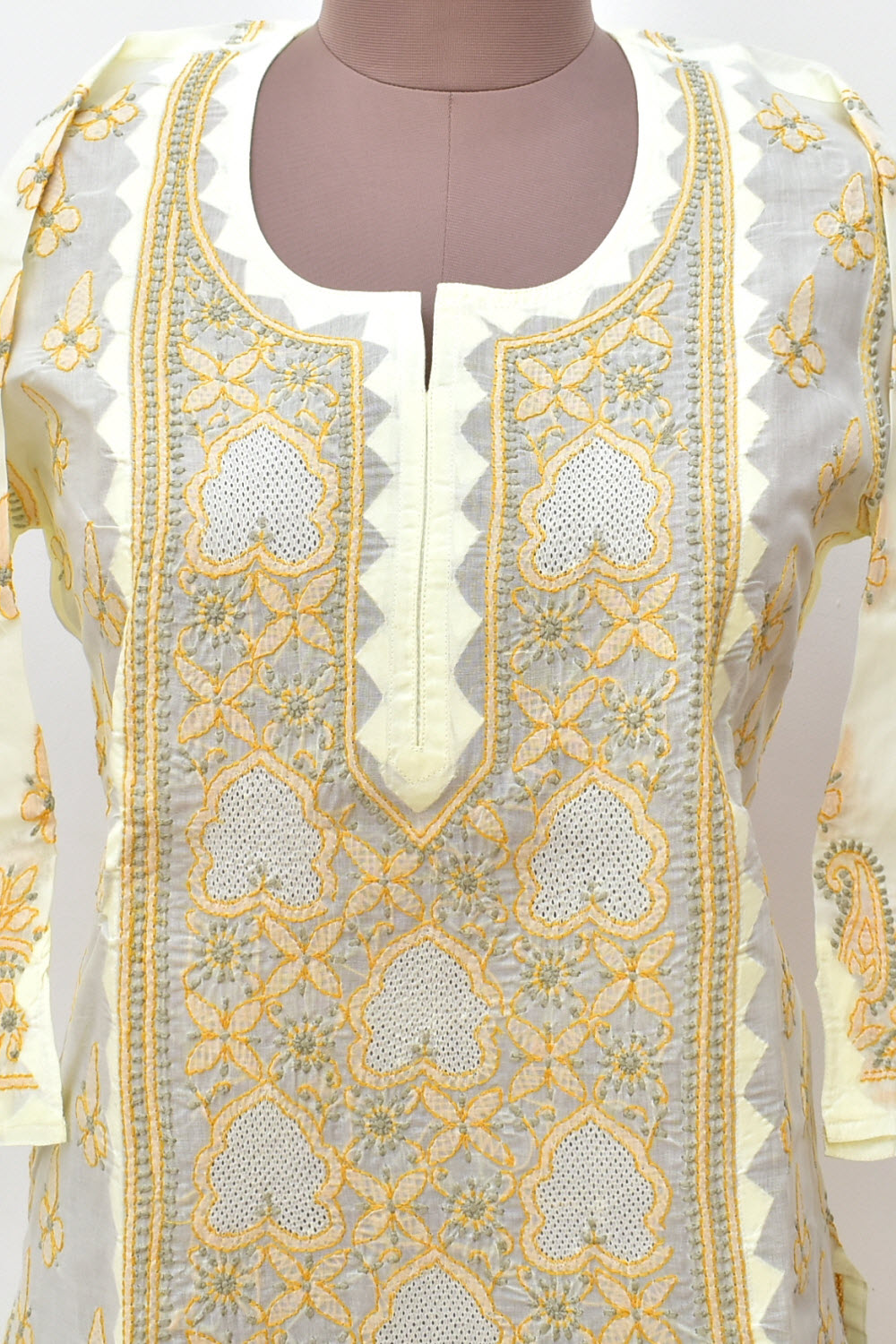 M 40 Yellow Chikankari Stitched Kurti 18334