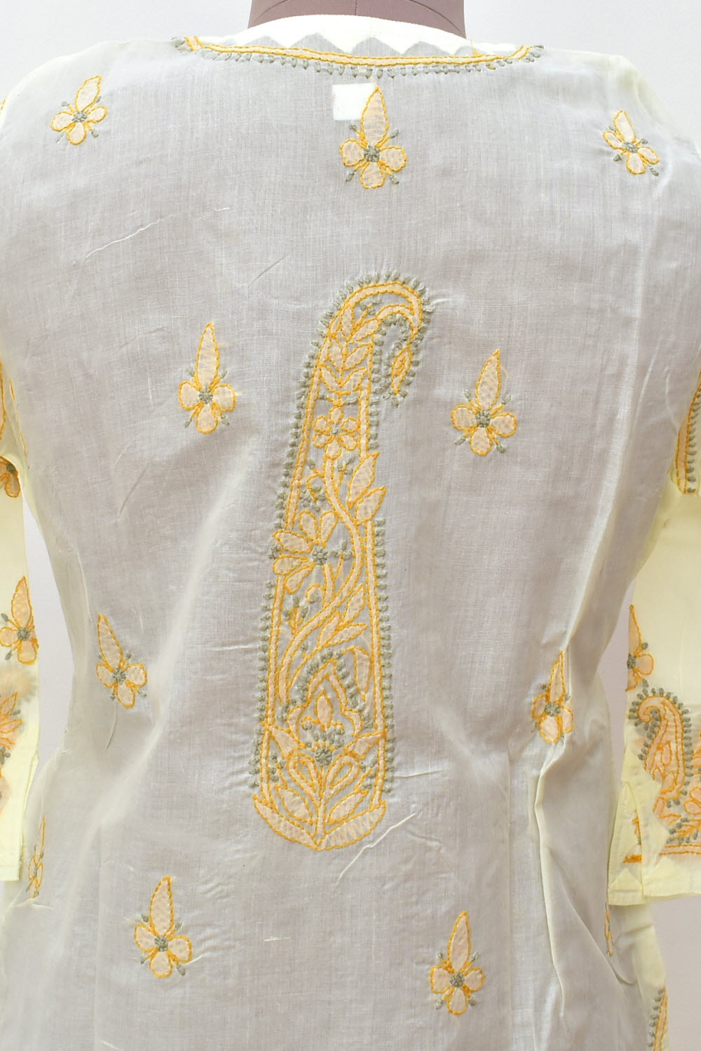 M 40 Yellow Chikankari Stitched Kurti 18334