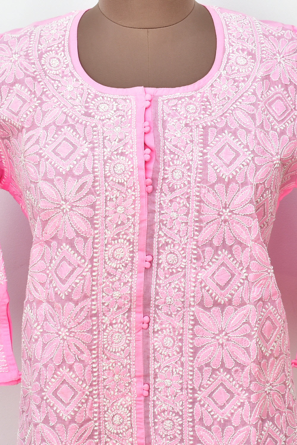L 42 Pink Chikankari Stitched Kurti 18337