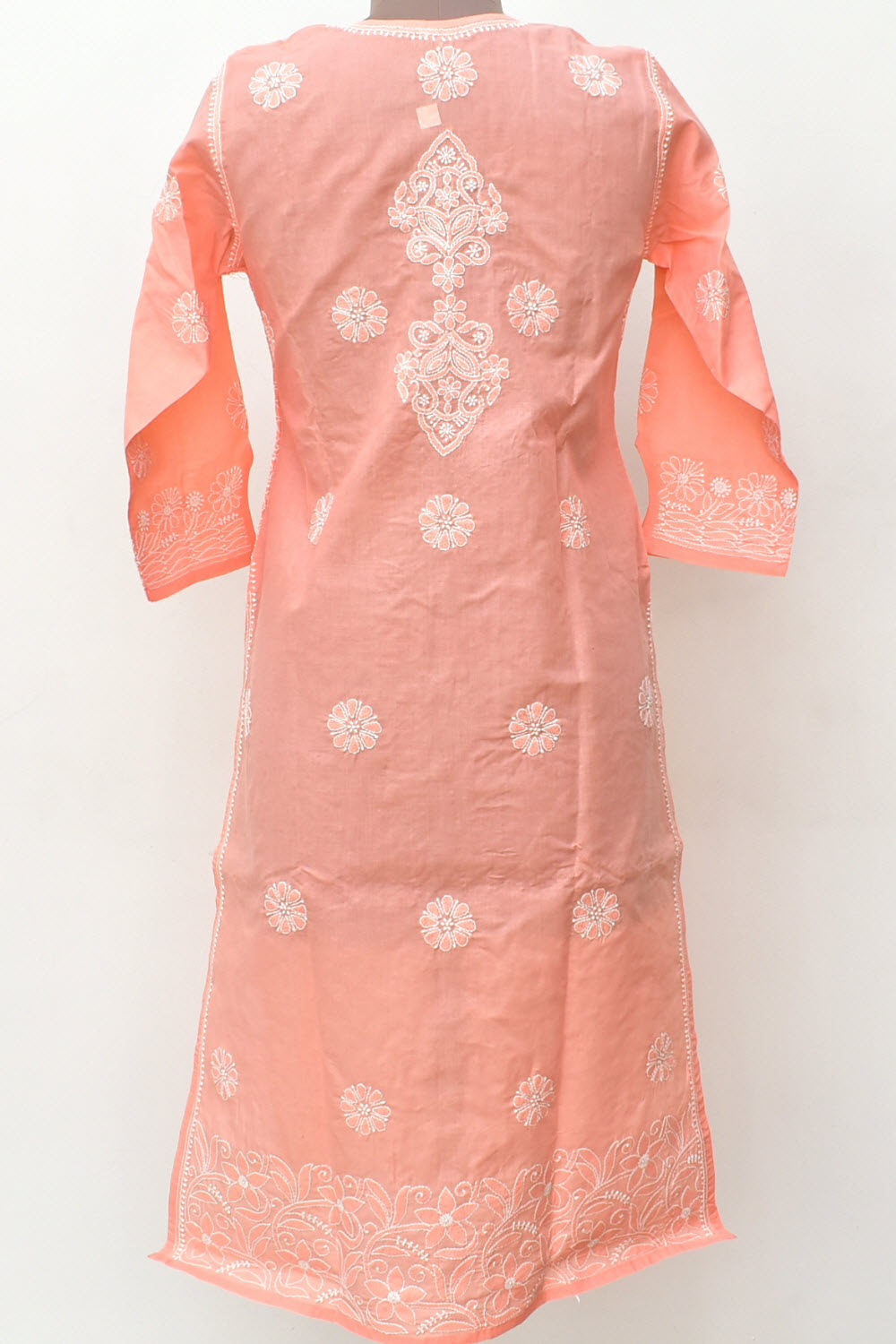 S 38 Light Orange Chikankari Stitched Kurti 18338