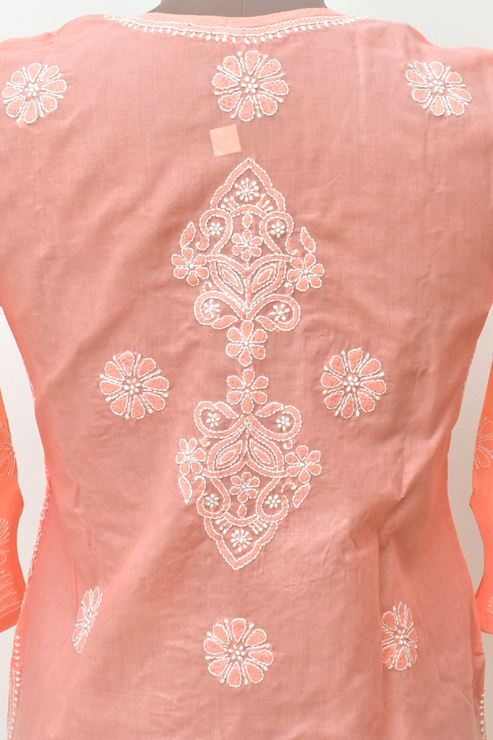 S 38 Light Orange Chikankari Stitched Kurti 18338