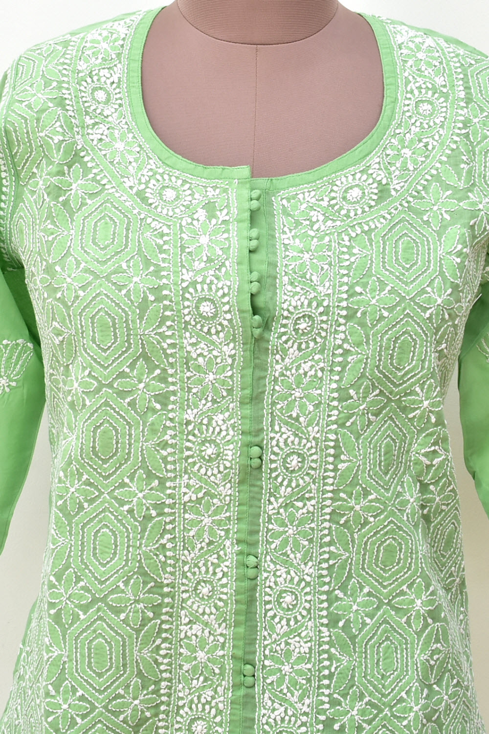 S 38 Pista Green Chikankari Stitched Kurti 18339