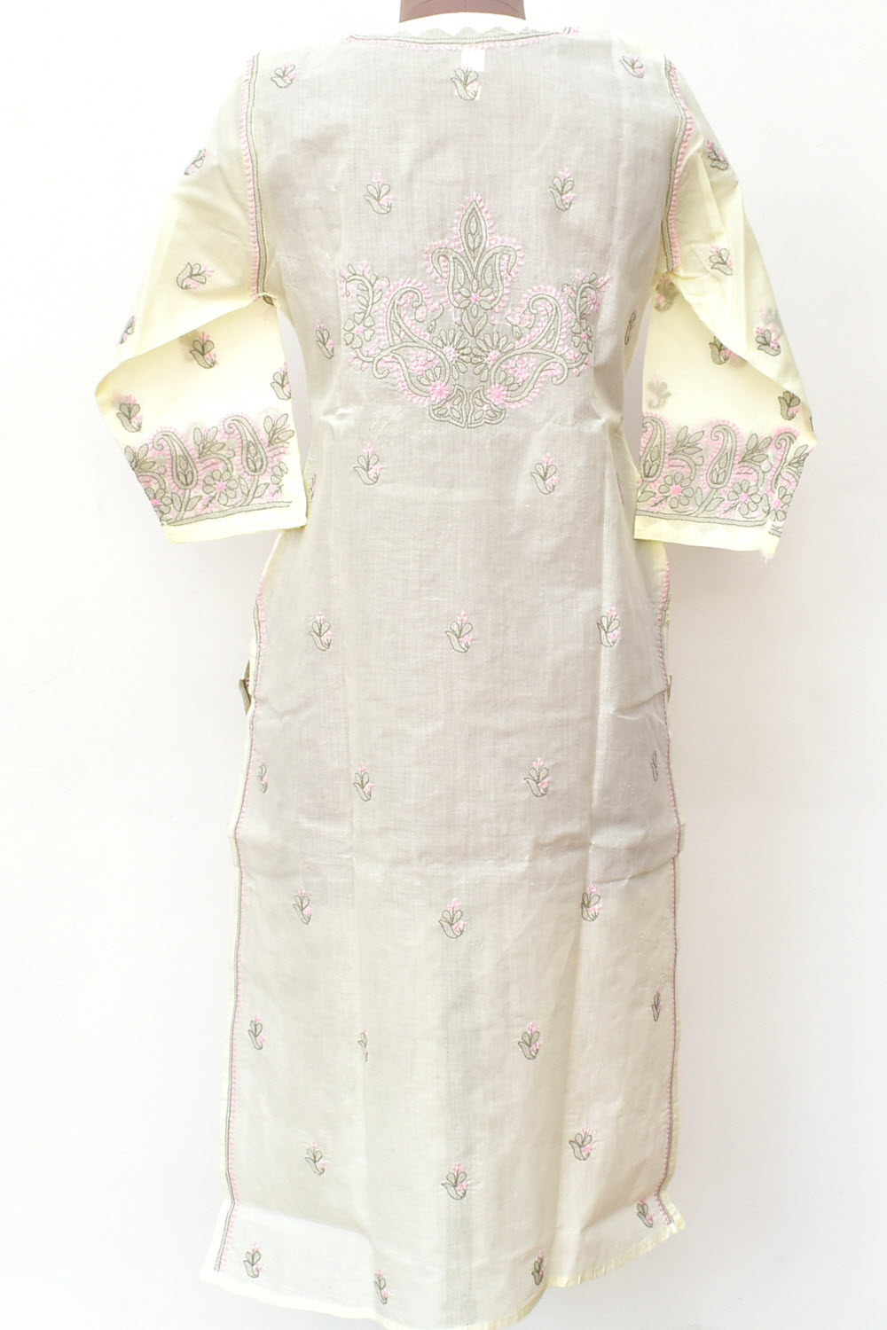 M 40 Pink-Grey Chikankari Stitched Kurti 18341