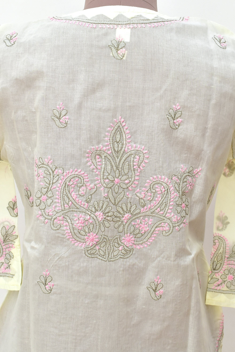 M 40 Pink-Grey Chikankari Stitched Kurti 18341