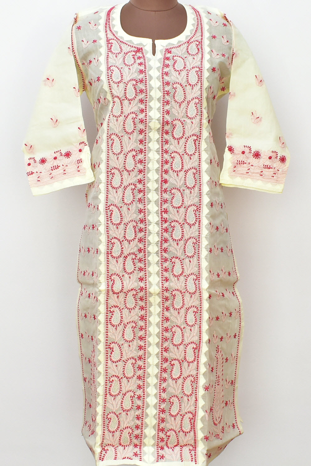 L 42 Onion Pink Chikankari Stitched Kurti 18342