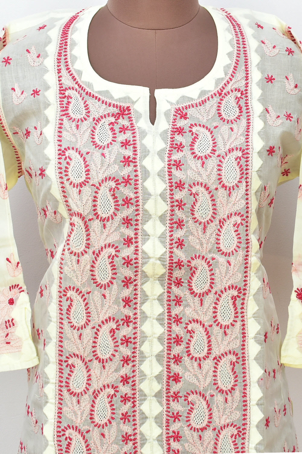L 42 Onion Pink Chikankari Stitched Kurti 18342