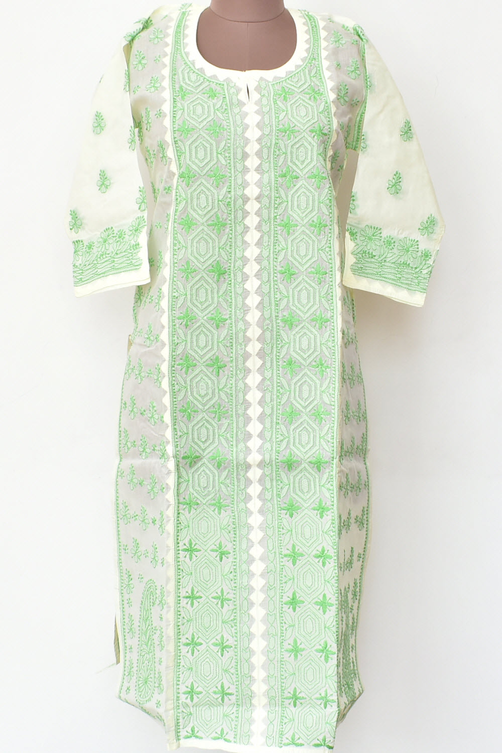 S 38 Green Chikankari Stitched Kurti 18343