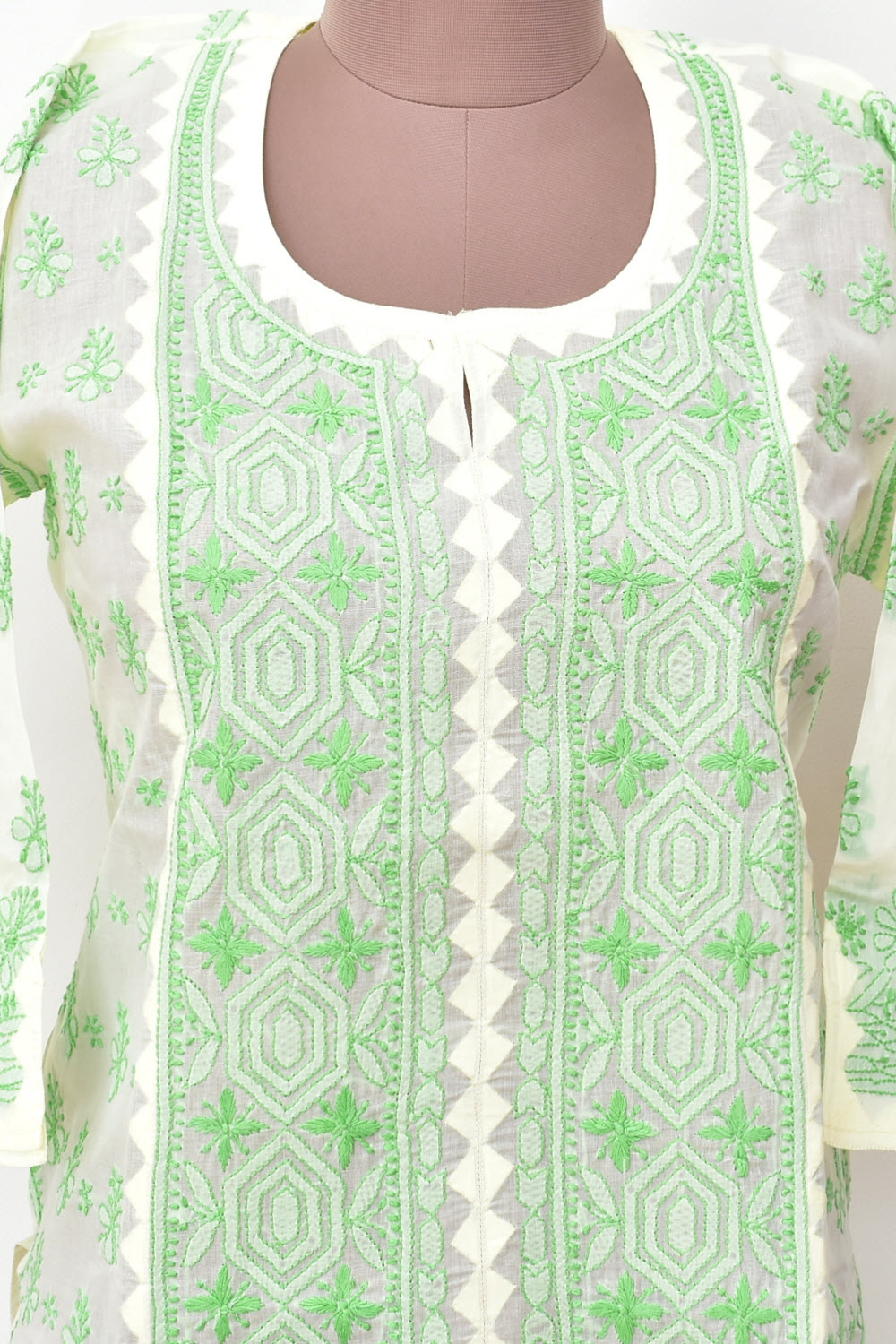 S 38 Green Chikankari Stitched Kurti 18343
