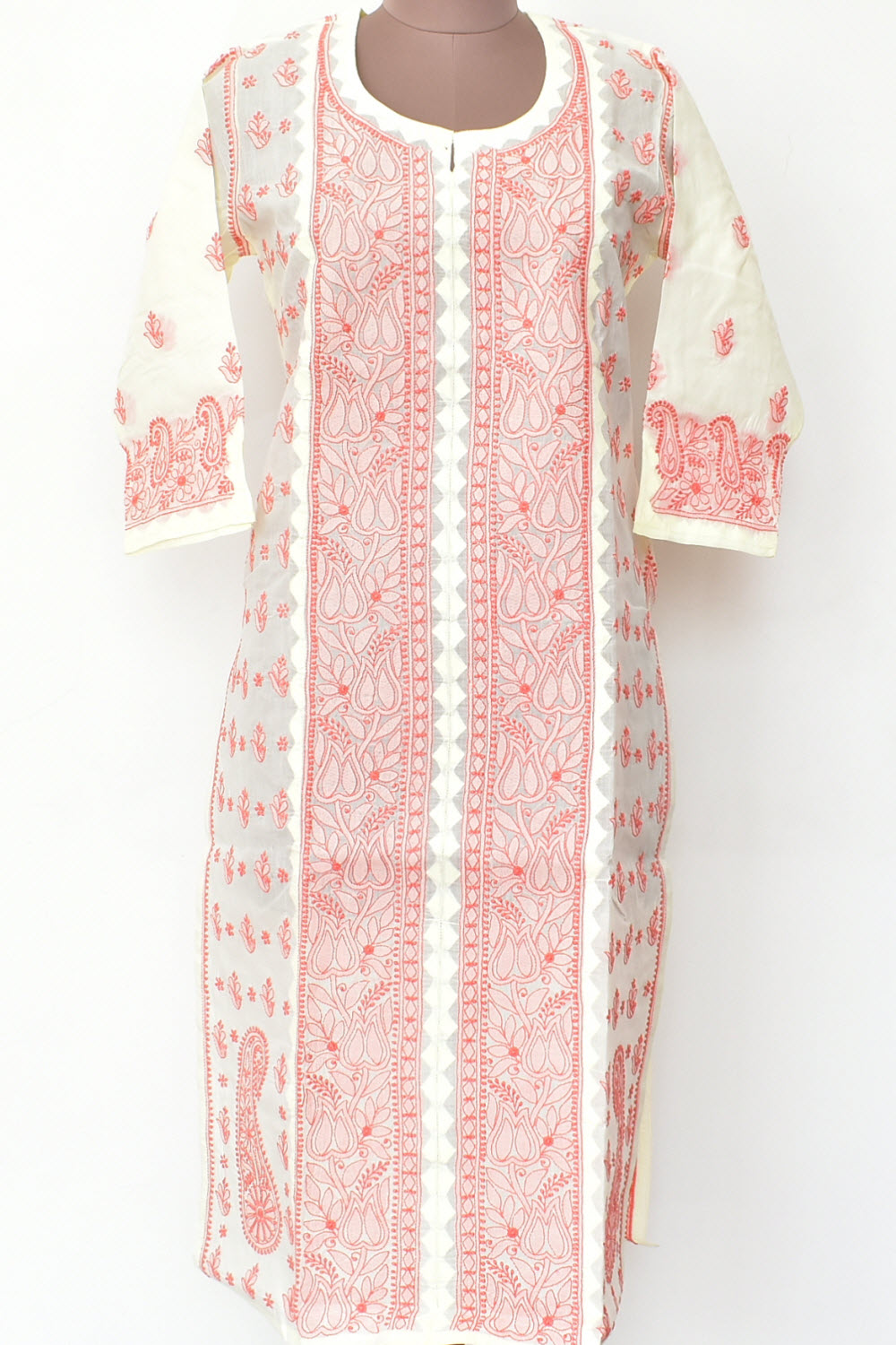 M 40 Peach Chikankari Stitched Kurti 18344