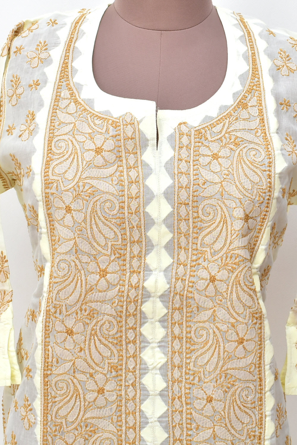 M 40 Fawn Chikankari Stitched Kurti 18346