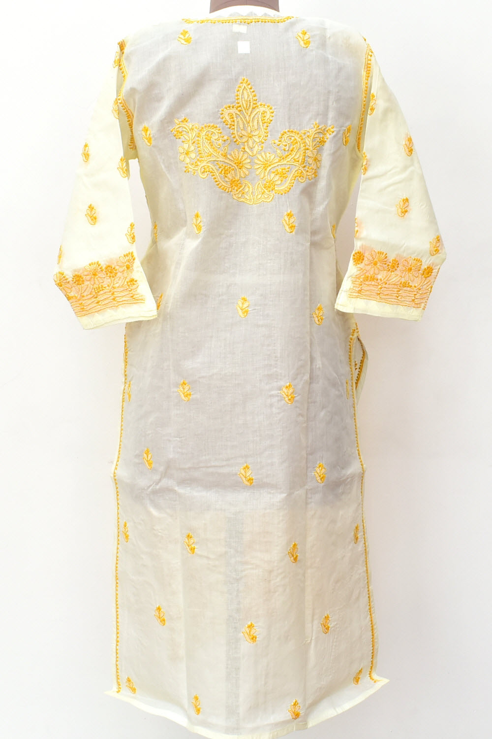 L 42 Yellow Chikankari Stitched Kurti 18347