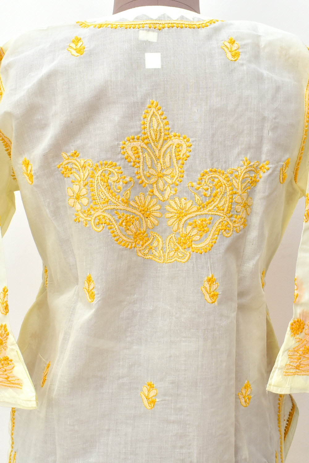 L 42 Yellow Chikankari Stitched Kurti 18347
