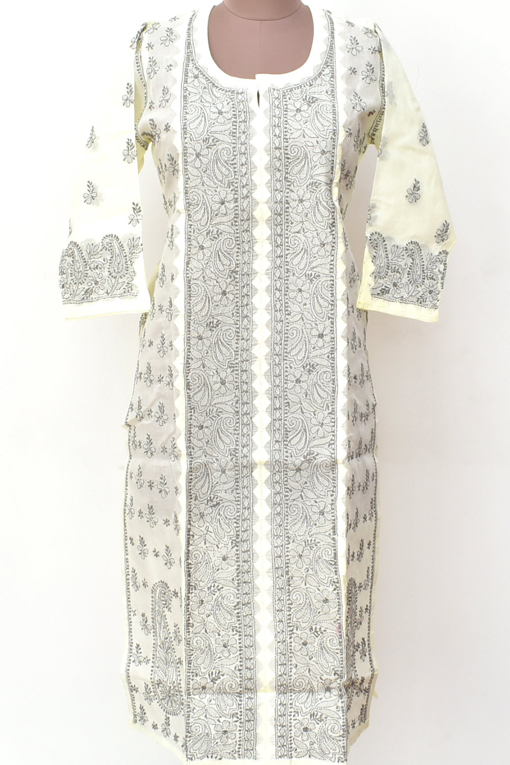 M 40 Grey Chikankari Stitched Kurti 18348