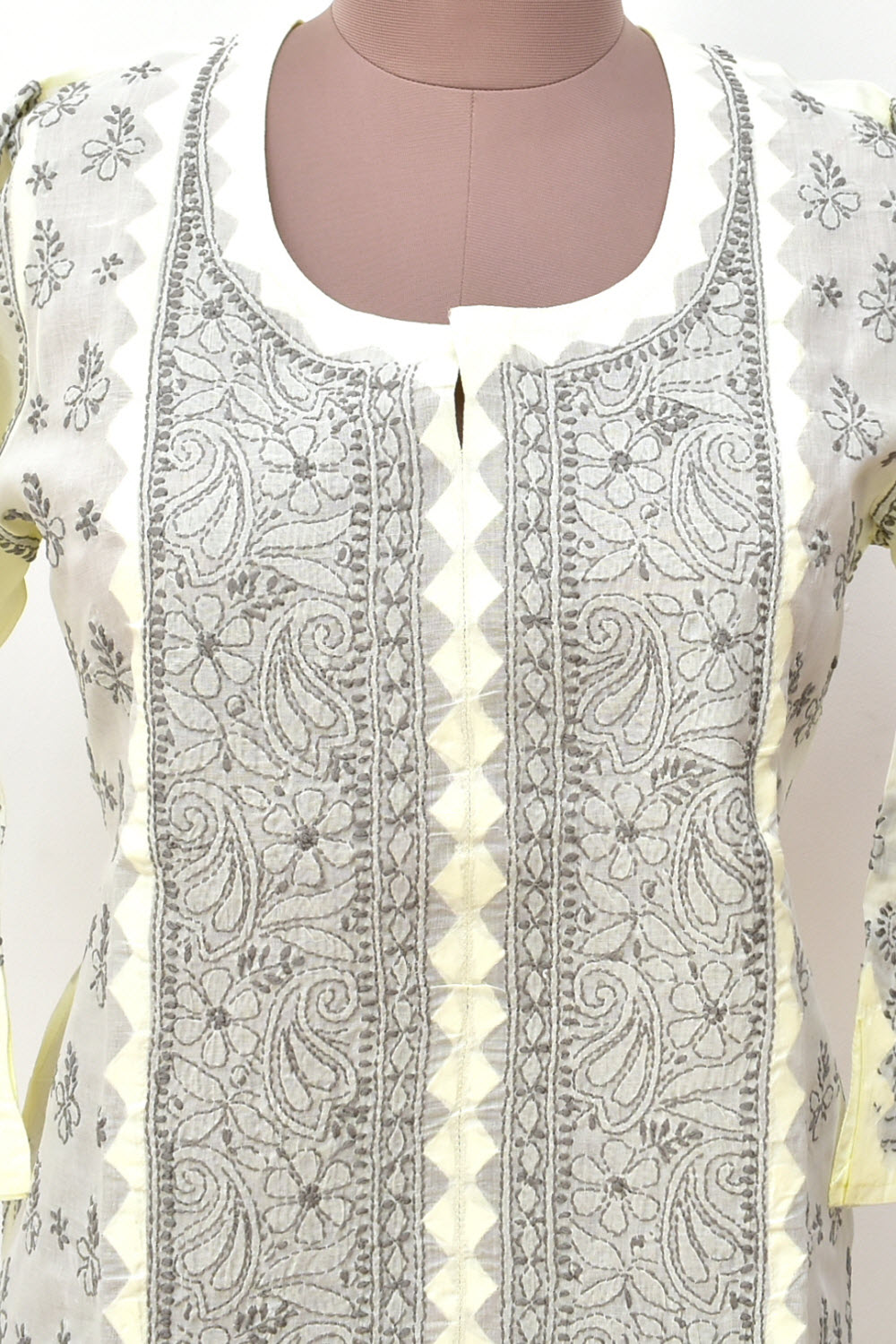 M 40 Grey Chikankari Stitched Kurti 18348