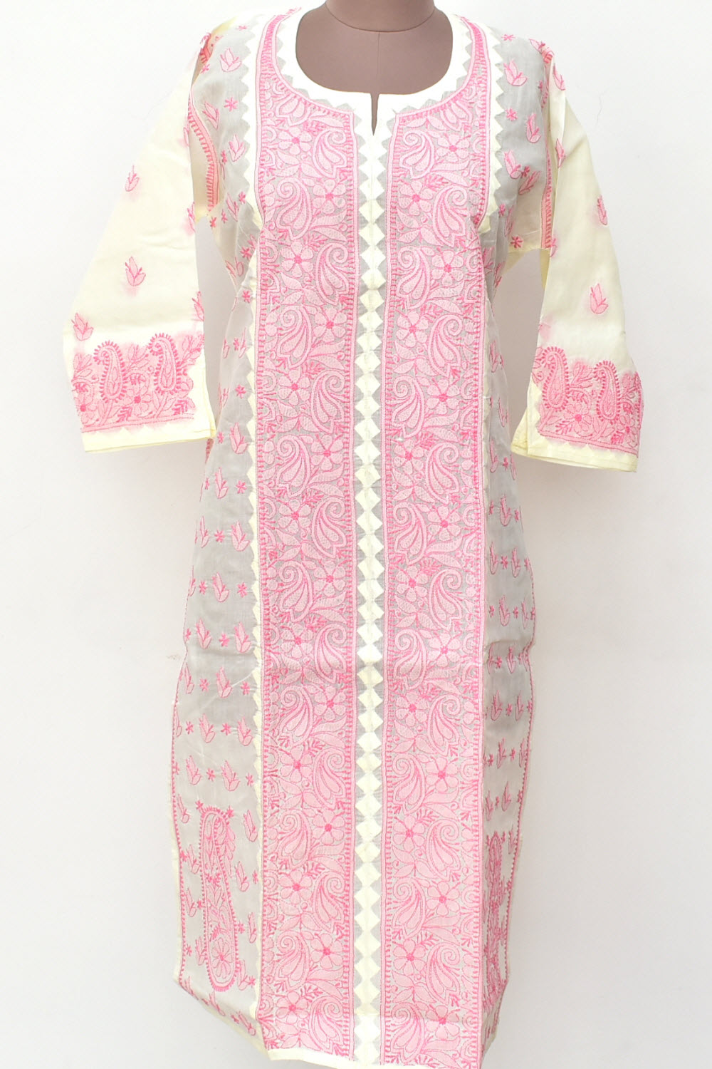 XL 44 Pink Chikankari Stitched Kurti 18349