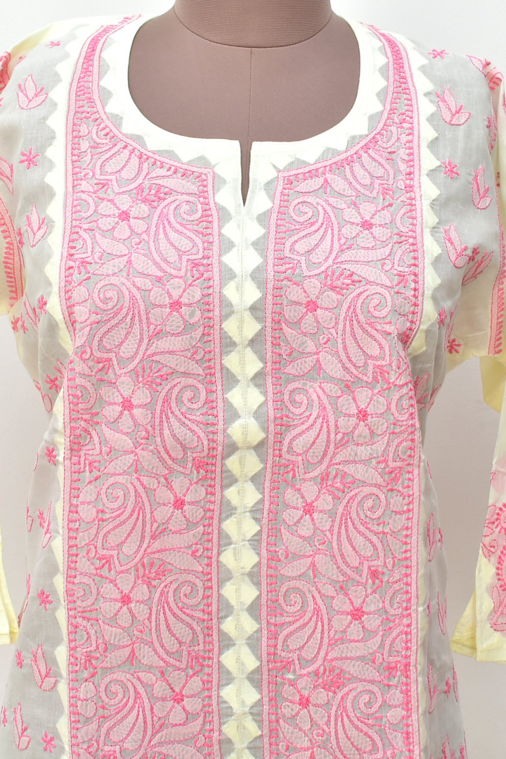 XL 44 Pink Chikankari Stitched Kurti 18349