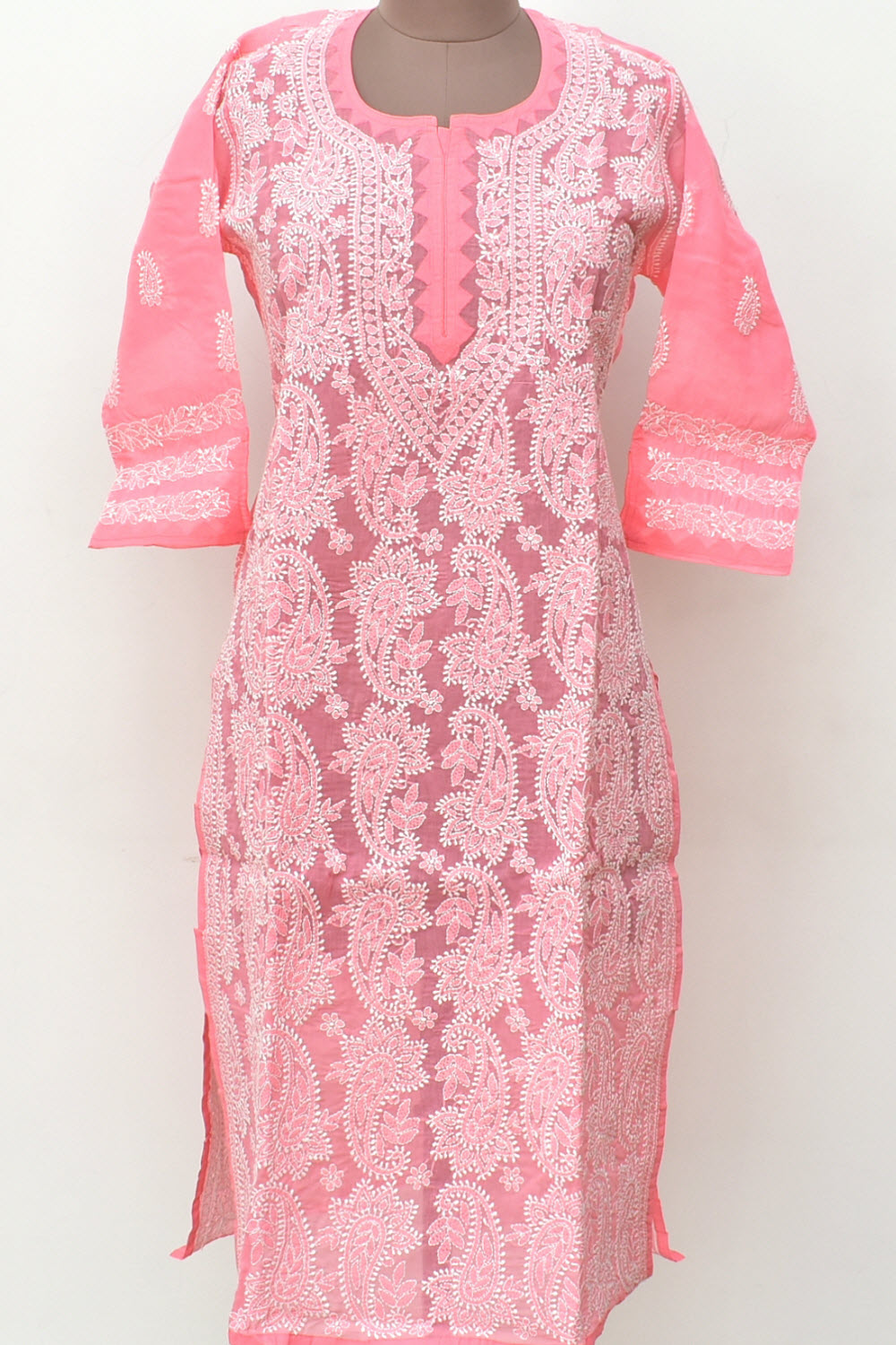 M 40 Peach Chikankari Stitched Kurti 18351