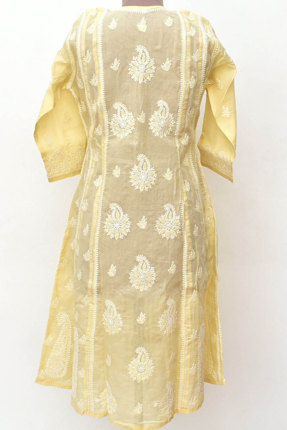 M 40 Beige Chikankari A-Line Stitched Kurti 18356