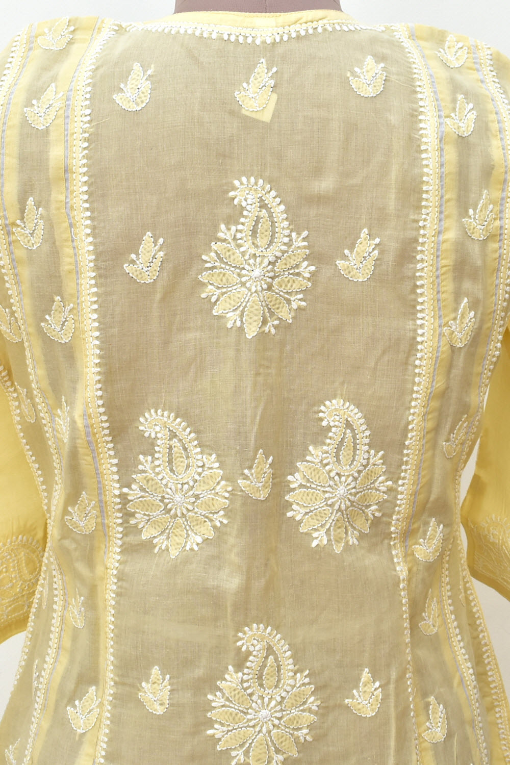 M 40 Beige Chikankari A-Line Stitched Kurti 18356
