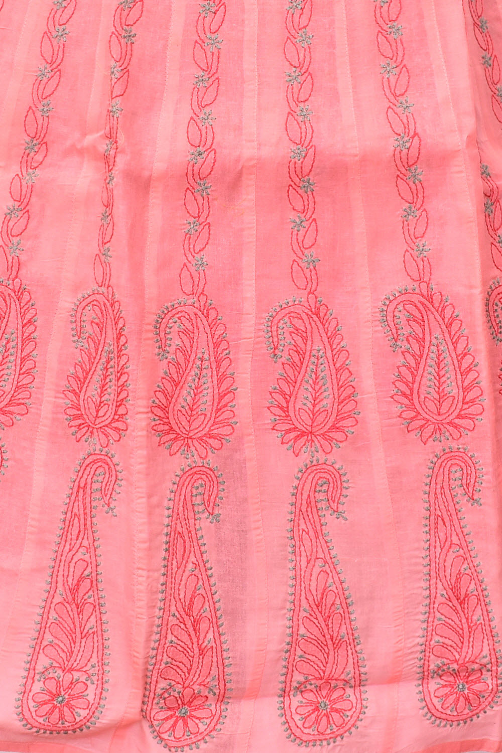 S 38 Peach Hand Embroidered Chikankari Stitched Cotton Anarkali 18359