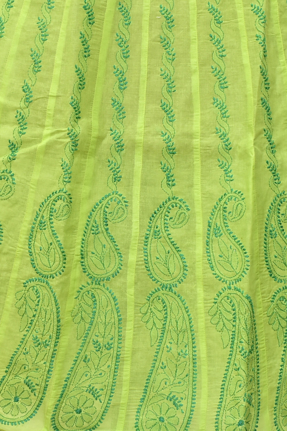 M 40 Lime Green Hand Embroidered Chikankari Stitched Cotton Anarkali 18360