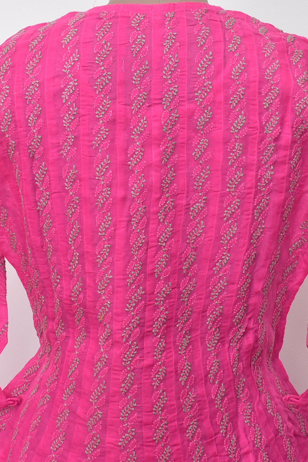 S 38 Deep Pink Chikankari Stitched Cotton Anarkali 18361