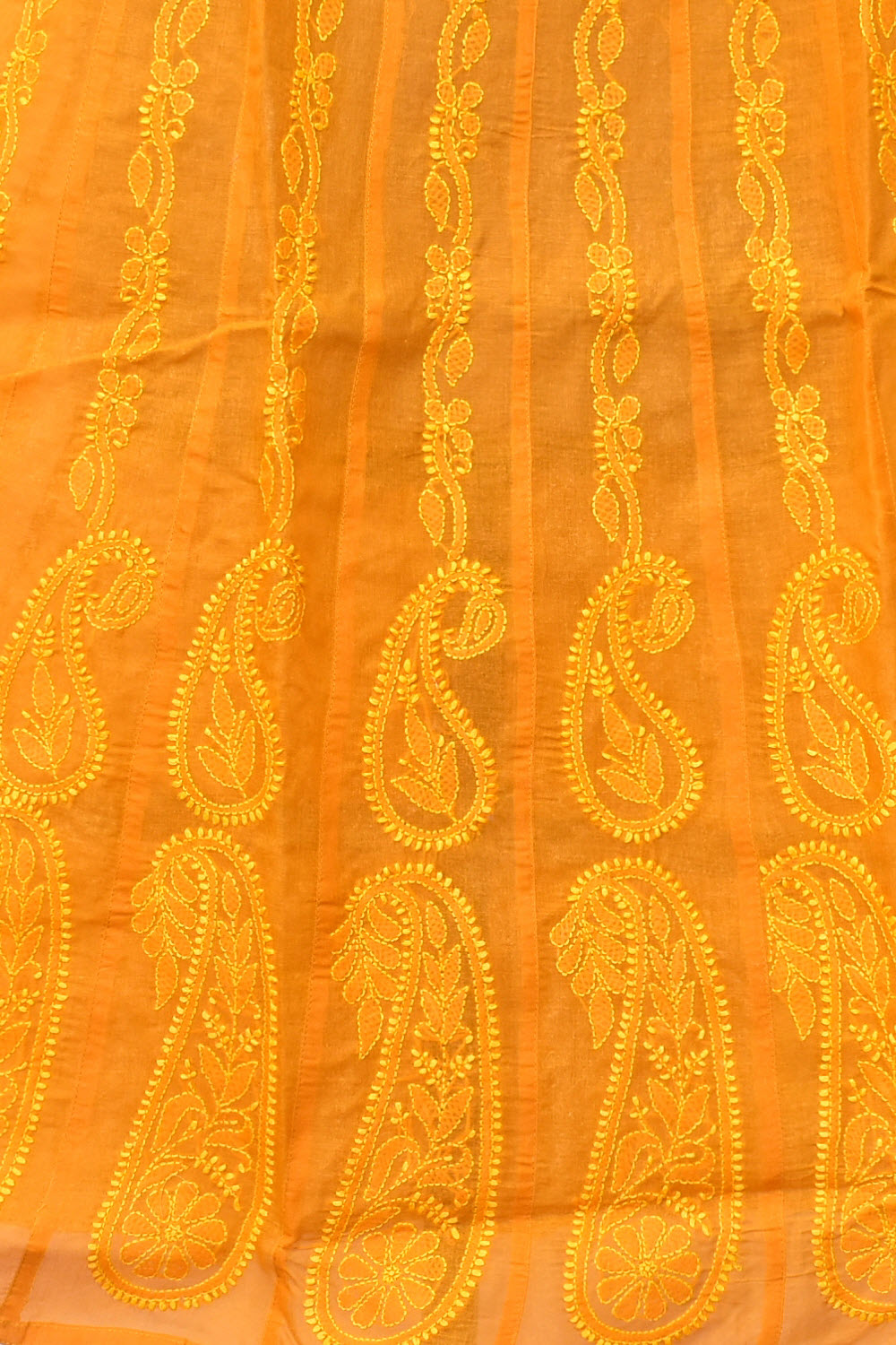 XL 44 Mustard Yellow Hand Embroidered Chikankari Stitched Cotton Anarkali 18363