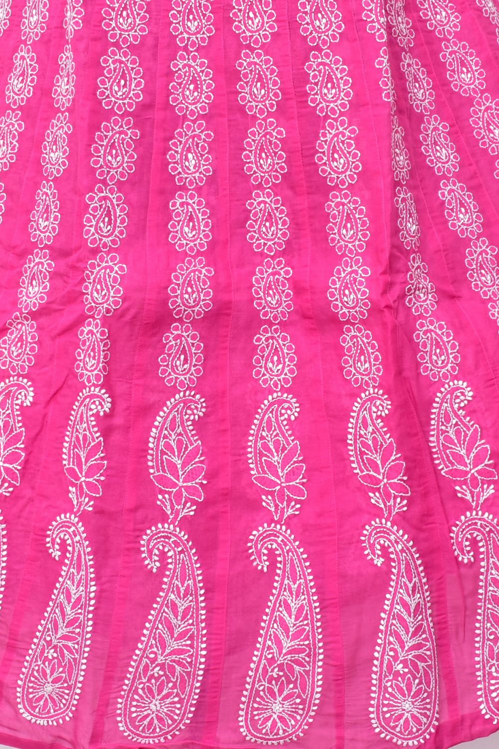 S 38 Deep Pink Chikankari Stitched Cotton Anarkali 18364