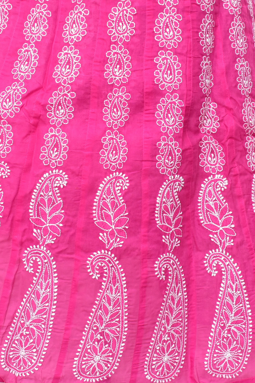 S 38 Deep Pink Chikankari Stitched Cotton Anarkali 18364