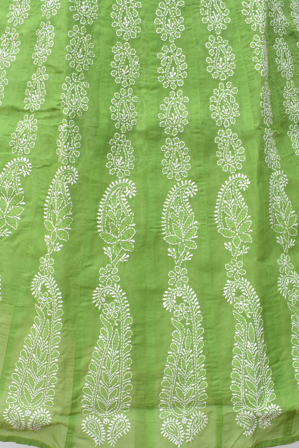 XS 36 Mehandi Green Chikankari Stitched Cotton Anarkali 18365