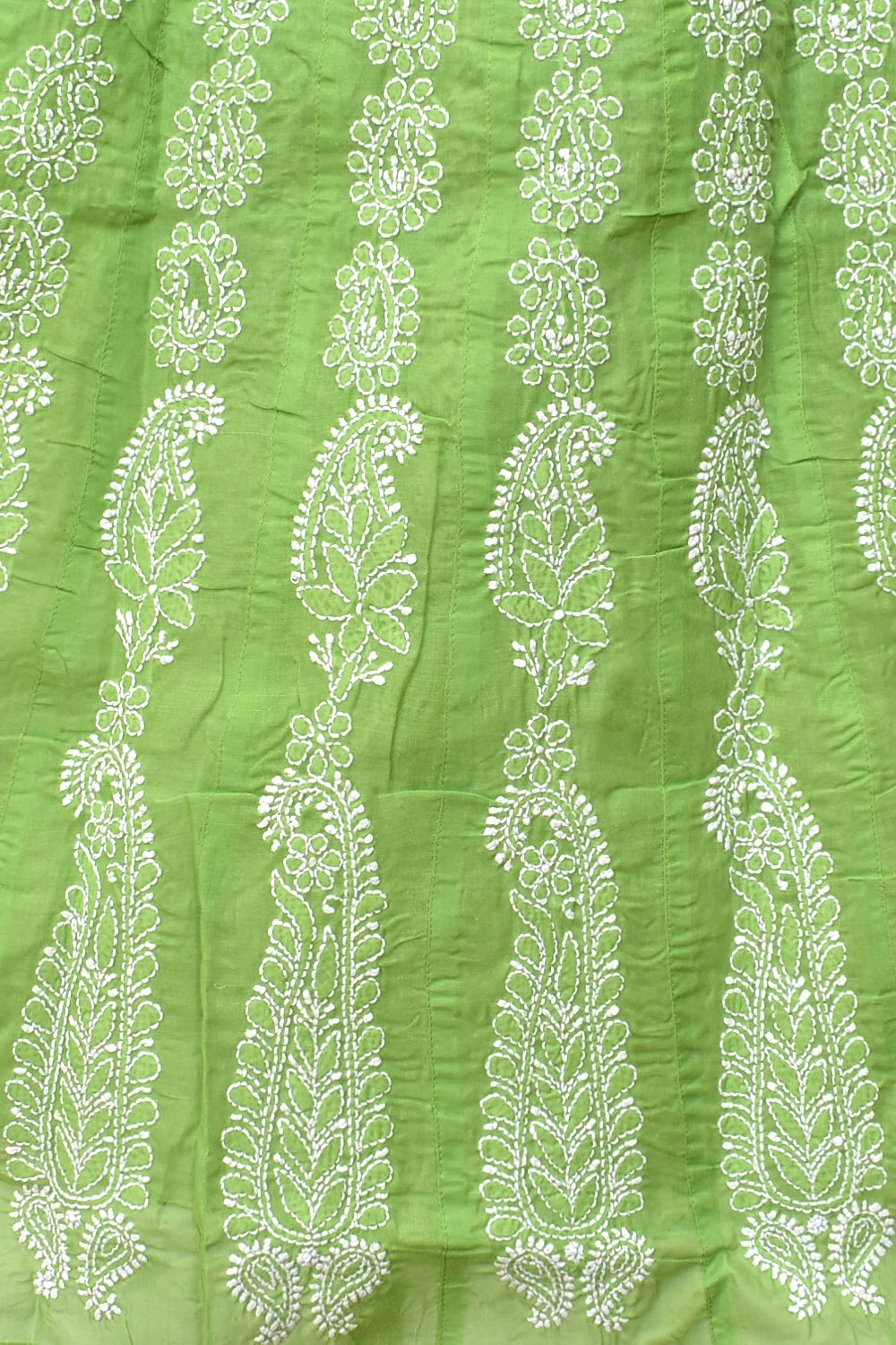 XS 36 Mehandi Green Chikankari Stitched Cotton Anarkali 18365