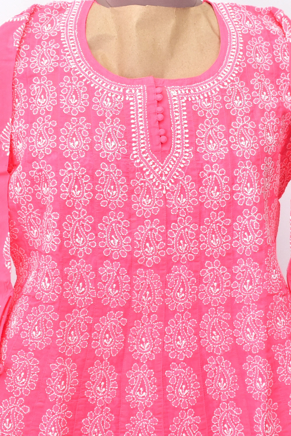 S 38 Peach Chikankari Stitched Cotton Anarkali 18366