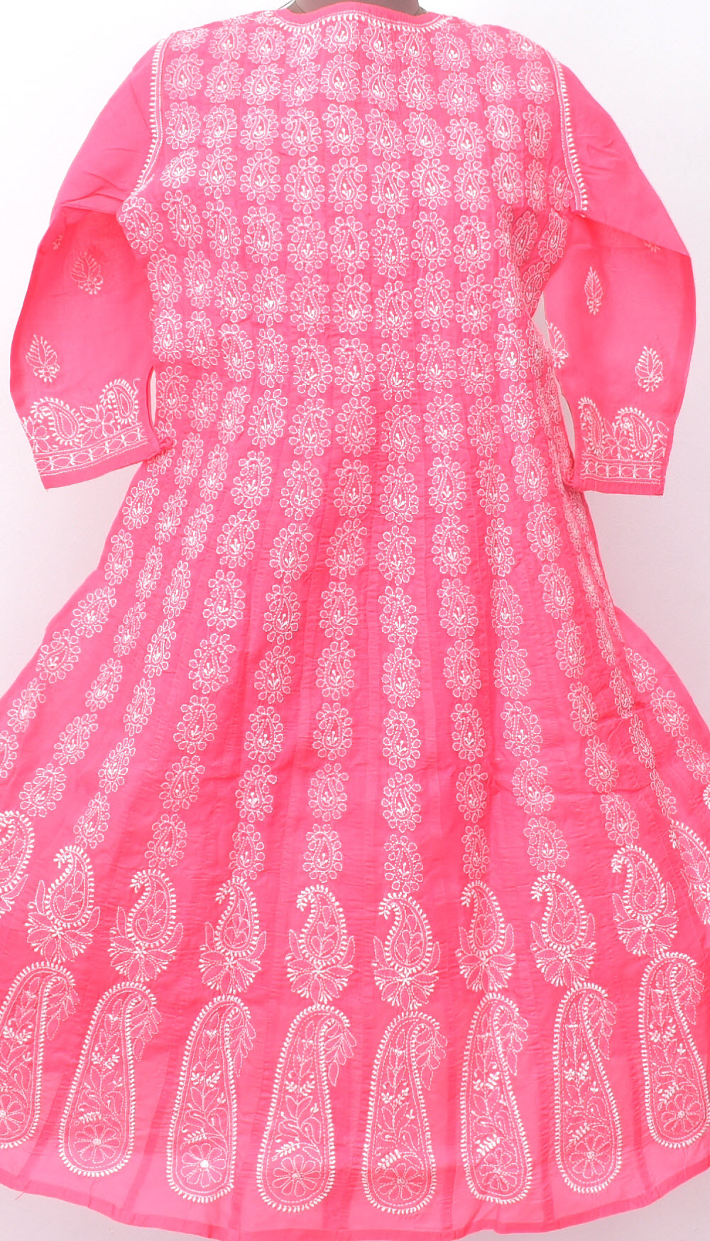 S 38 Peach Chikankari Stitched Cotton Anarkali 18366