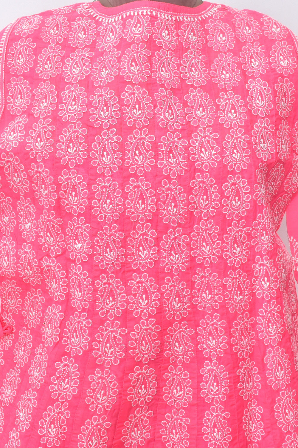 S 38 Peach Chikankari Stitched Cotton Anarkali 18366