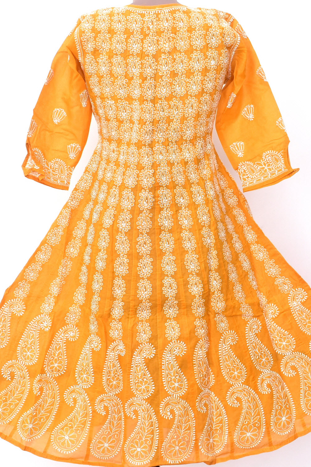 M 40 Mustard Yellow Chikankari Stitched Cotton Anarkali 18367