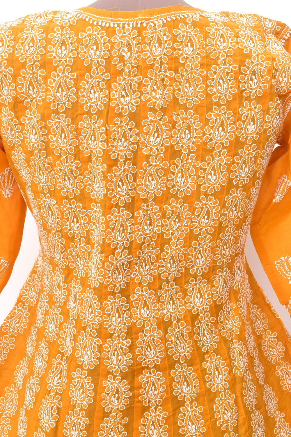 M 40 Mustard Yellow Chikankari Stitched Cotton Anarkali 18367