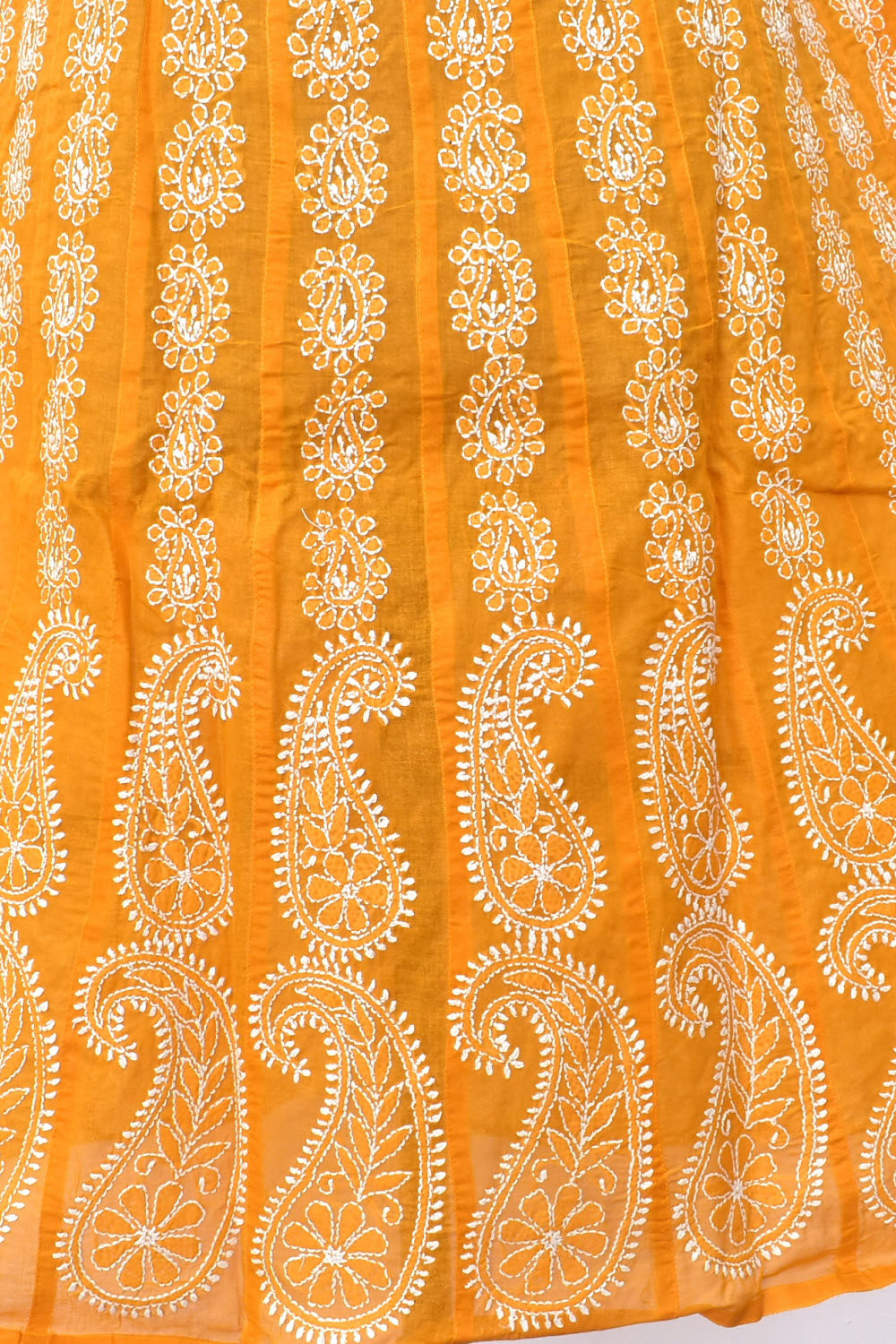 M 40 Mustard Yellow Chikankari Stitched Cotton Anarkali 18367