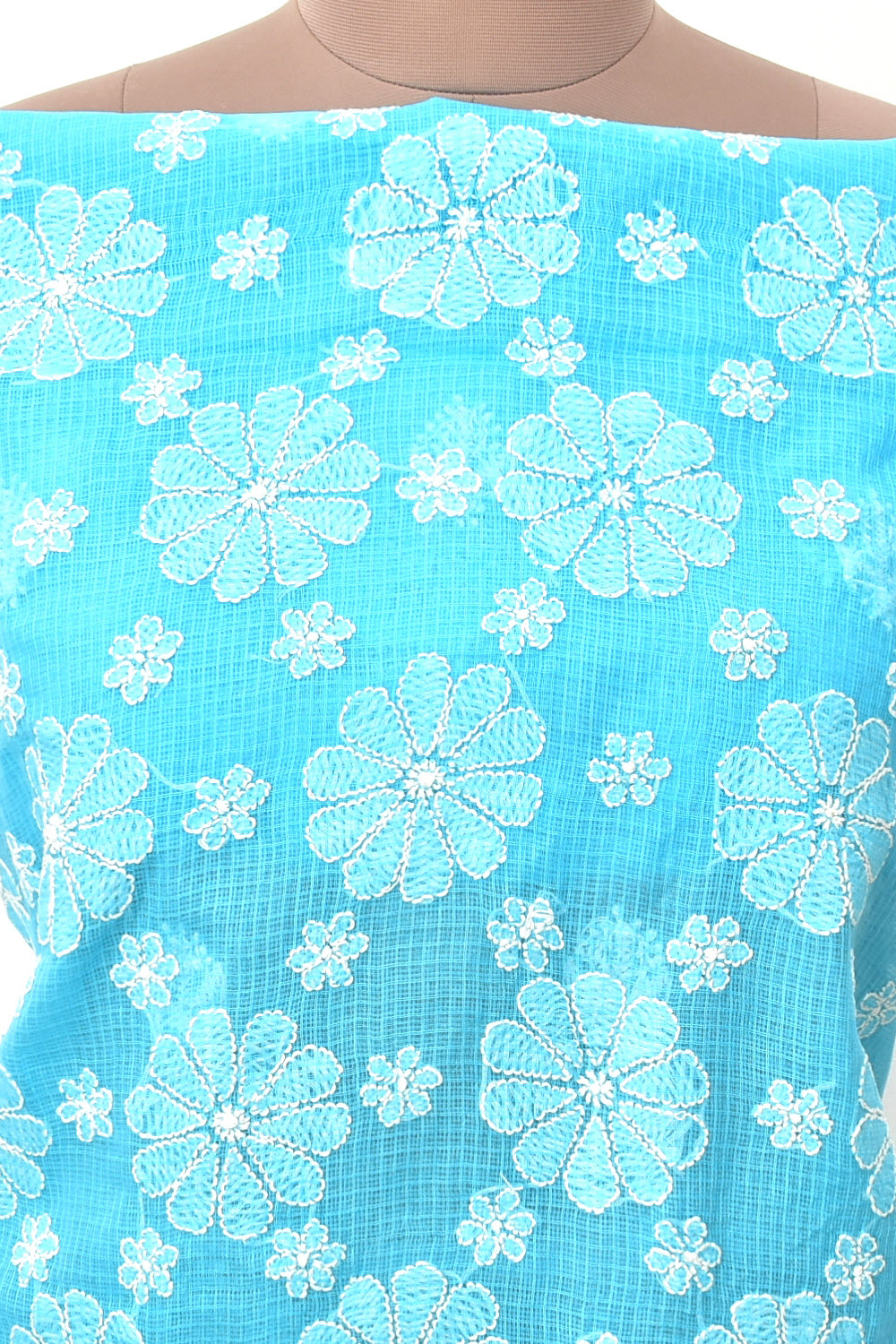 Pherozi Blue Chikankari Kota Cotton Kurti Fabric 18371