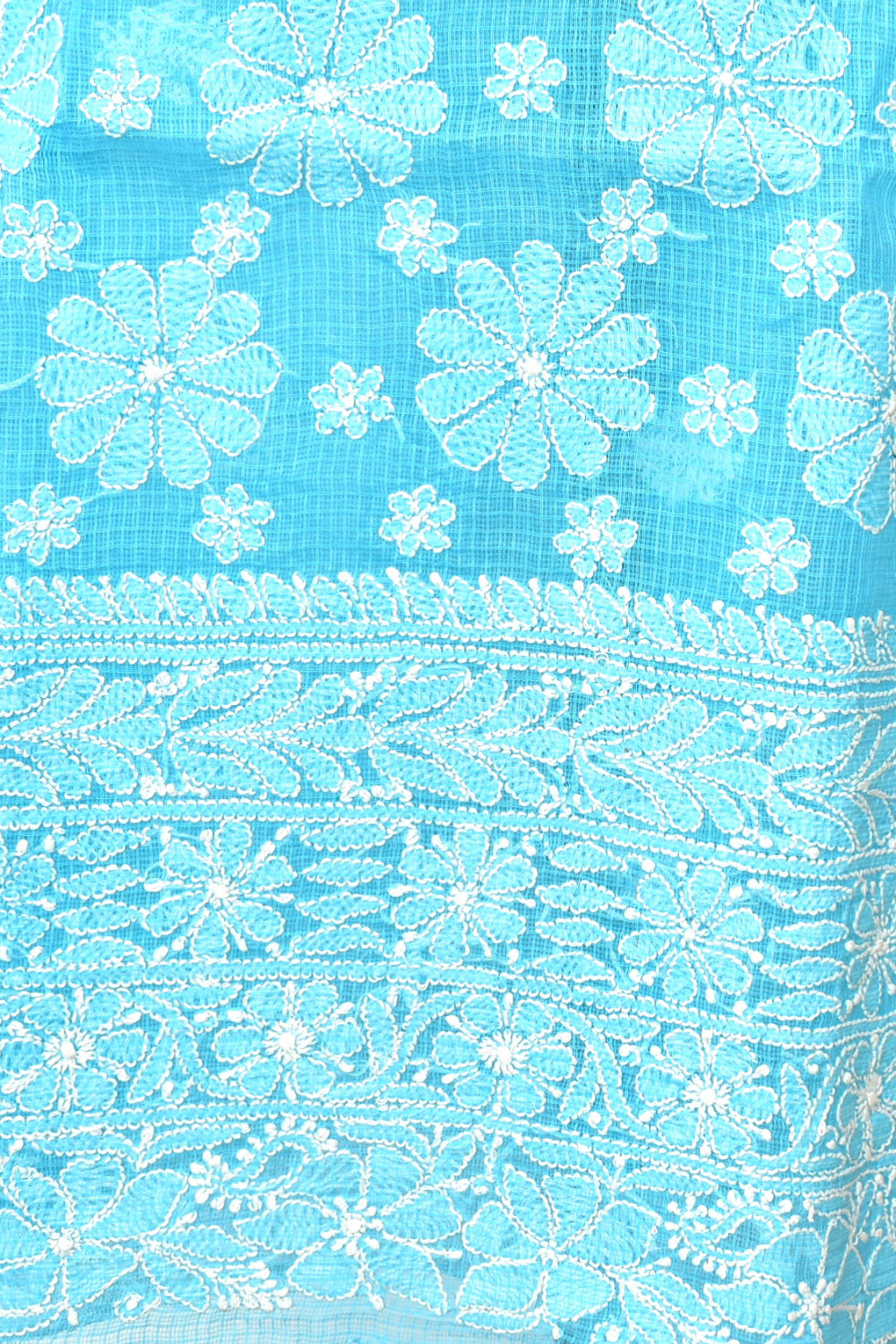 Pherozi Blue Chikankari Kota Cotton Kurti Fabric 18371
