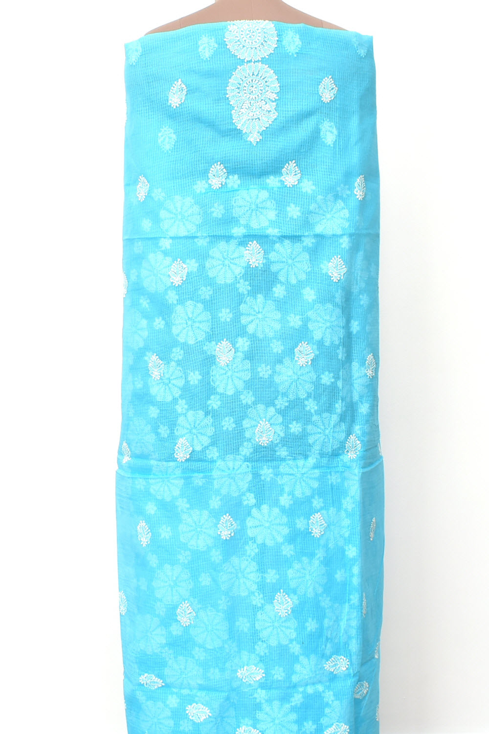 Pherozi Blue Chikankari Kota Cotton Kurti Fabric 18371