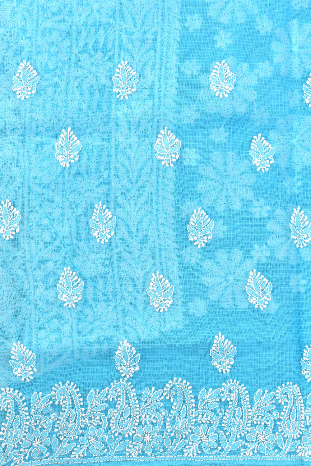 Pherozi Blue Chikankari Kota Cotton Kurti Fabric 18371
