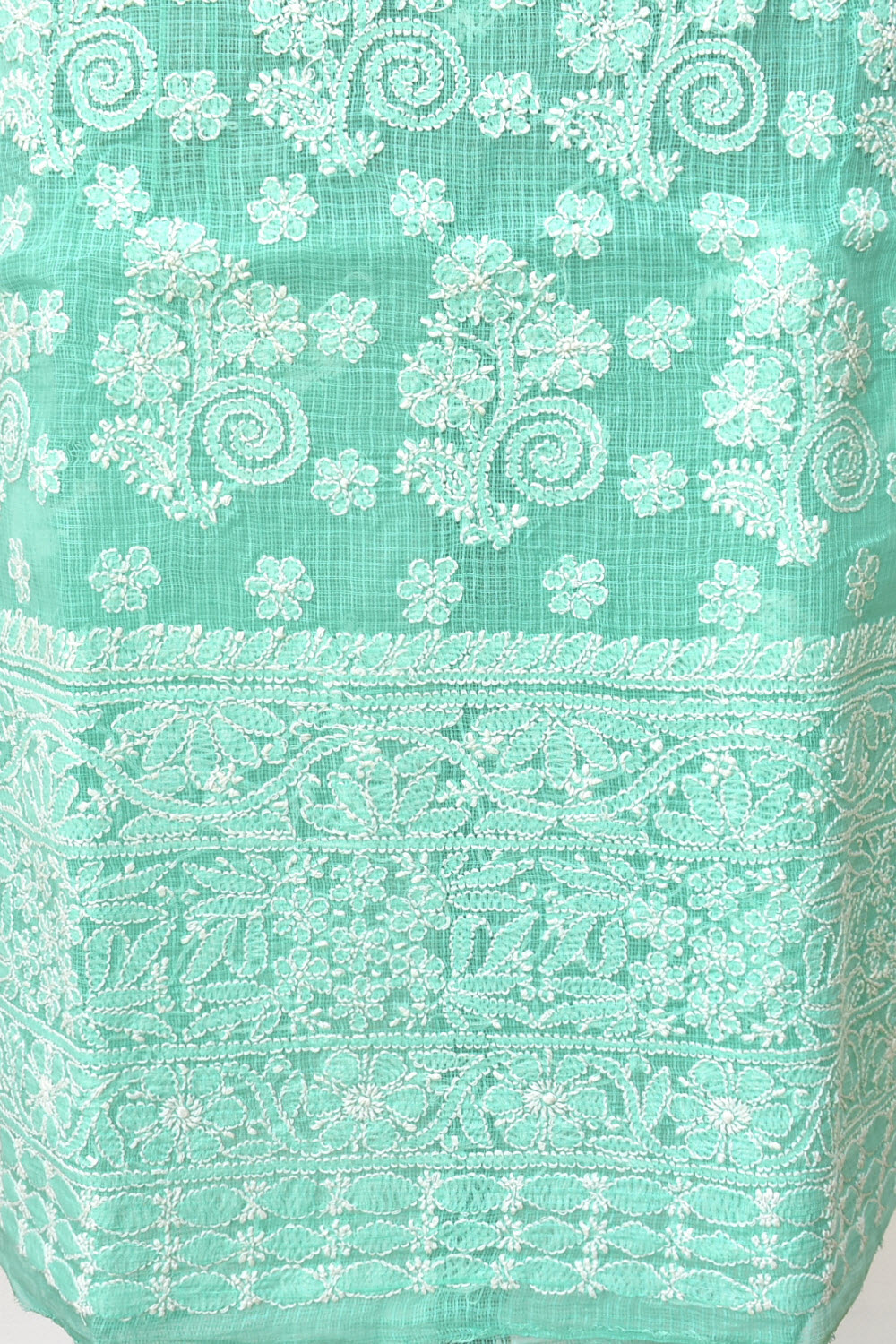 Sea Green Chikankari Kota Cotton Kurti Fabric 18375