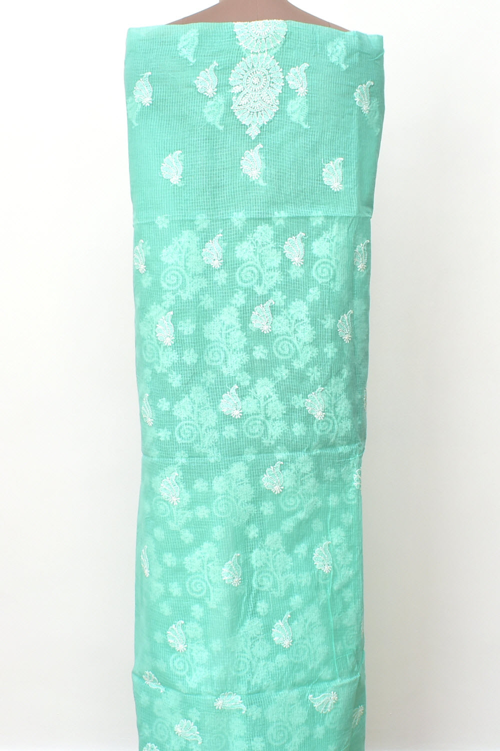Sea Green Chikankari Kota Cotton Kurti Fabric 18375