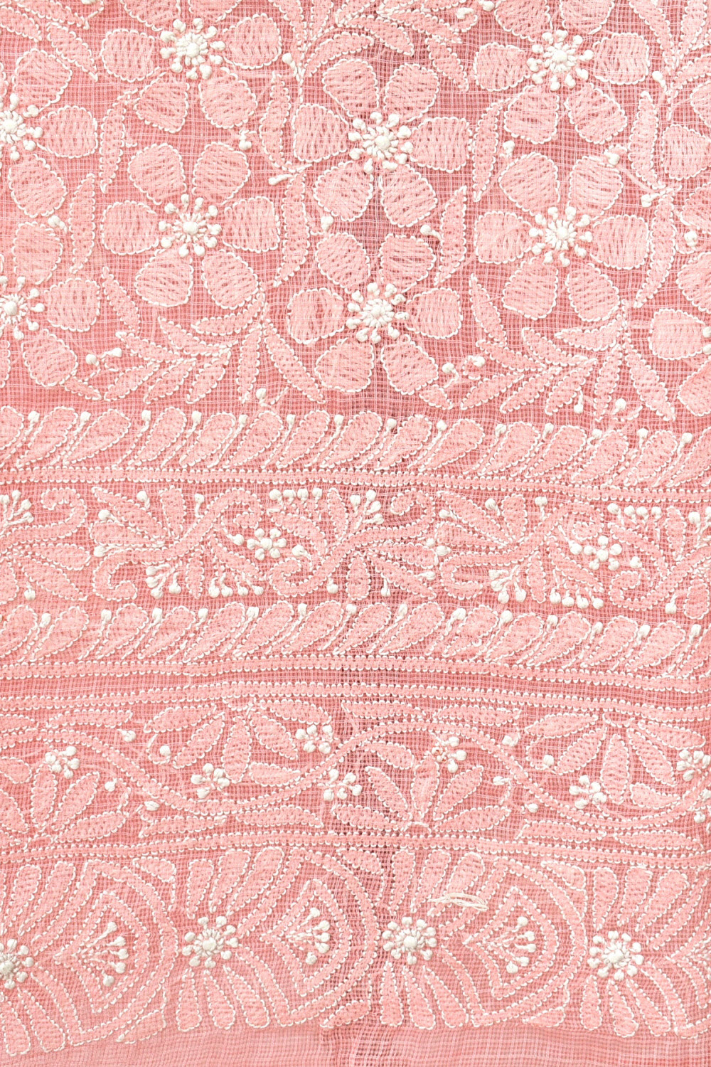 Light Peach Chikankari Kota Cotton Kurti Fabric 18376