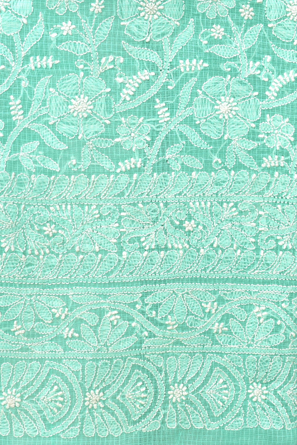 Sea Green Chikankari Kota Cotton Kurti Fabric 18378